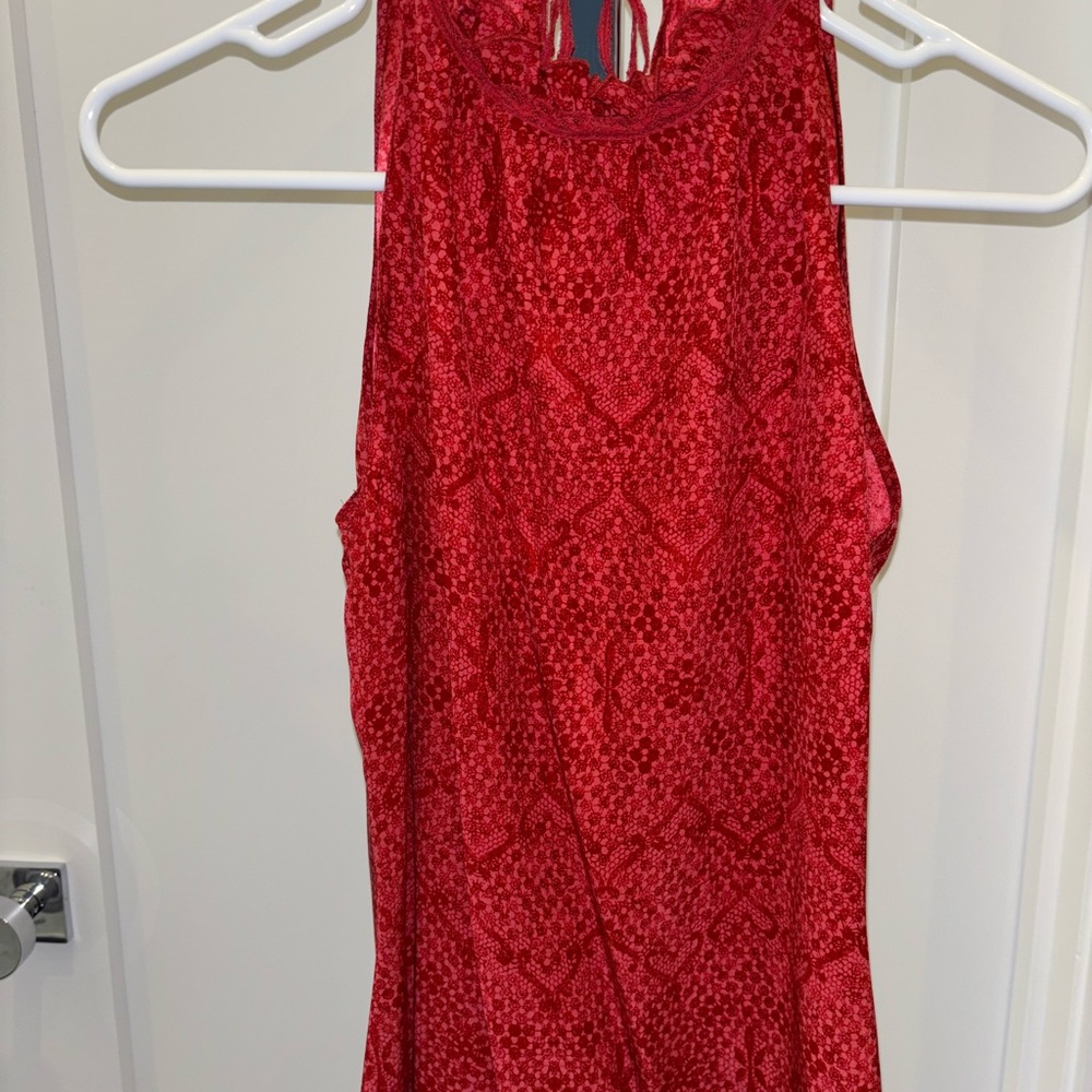 Rebecca Taylor Red Tank Top with Lace Design and Sleeveless Style